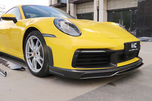 2020 911 992 aleta lateral de fibra de carbono estilo T Canard para Porsche 911 992 cuchillo de viento delantero aletas de repuesto de coche embellecedor de parachoques delantero <span class=keywords><strong>F</strong></span> - Product Image 5