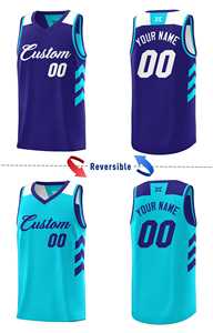 Maillot de basket-ball personnalisé violet aqua double face - Product Image 3