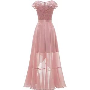 Vestido Maxi Formal de Lino para Mujer, Cuello Redondo, Manga Corta, Espalda Recortada, Casual, Liso, Fruncido, Natural, Ajustado, ¡Gran Oferta! - Product Image 6