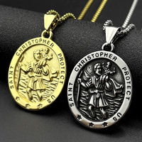 Nouveau pendentif en acier inoxydable Garde Chrétien, bijou rétro nordique avec lettre