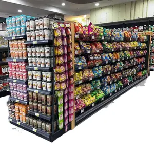 Épicerie moderne personnalisée étagère de vente au détail étagères en métal présentoir gondole étagères de supermarché