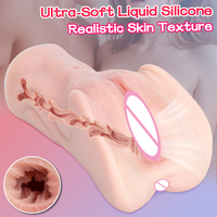 Bestseller Realistische Taschenvagina Männlicher Masturbator mit Doppelkanal Lebensechter Silikon Anal- und Vaginalmasturbator für Männer