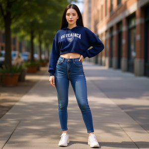 JF662R Jeans Skinny a Vita Alta da Donna, Lunghezza Intera, Blu Stonewashed, Vestibilità Casual - Product Image 2