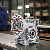 SUPROR Gearbox Worm Gear Besi Cor ODM yang Dapat Disesuaikan, Pengontrol Kecepatan NMRV RV150, Transmisi Gear dengan Flens, Rasio 20:1