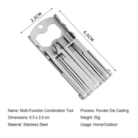 Outil multifonction 14-en-1 en acier inoxydable, porte-clés pliable, outils de vélo, outils de poche EDC compacts, mousqueton, kit de réparation