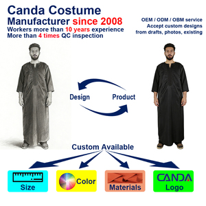 Robe longue unisexe ample de style arabe, qualité export OEM ODM, certifiée BSCI CPC, en polyester noir - Product Image 4
