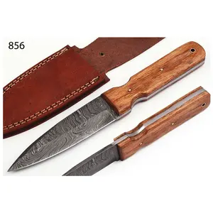 Beautiful Sizzco Damascus Steel Fixed Blade Hunting Camping Skinner Knife Handle Natural Wood Easy to Carry Sharp Edge Blade