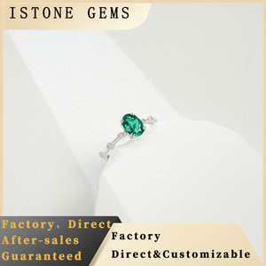 Niche Design Romantic Oval Cut <b>Emerald</b> Gemstone <b>Ring</b> with Rhodium Plating 925 <b>Silver</b> - Product Image 6