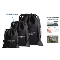 Sacs à cordon noirs réutilisables personnalisés Pochette à bijoux Bande côtelée Sac cadeau Sac à poussière en toile pour emballage