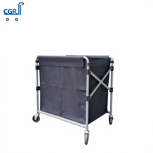 Chariot à linge pliable en X avec sac en toile et roues pivotantes pour l'hôtellerie, le ménage et l'entrepôt - Product Image 1