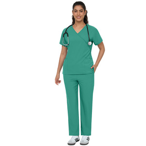 Ensembles d'uniformes médicaux confortables avec col à empiècements et liens dorsaux pour hommes et femmes, uniforme d'infirmière à col en V 42186 - Product Image 4
