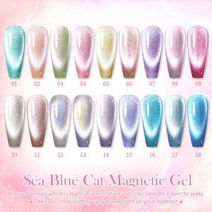 Esmalte de uñas en gel efecto ojo de gato azul marino, brillo estelar, magnético, curado con luz UV LED, para decoración de uñas, venta al por mayor para salones de belleza - Product Image 2