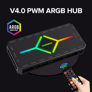 GAMEMAX Télécommande <span class=keywords><strong>PWM</strong></span> + <span class=keywords><strong>ARGB</strong></span> <span class=keywords><strong>HUB</strong></span> V4.0 pour ventilateur de refroidissement - Product Image 6