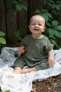 Summer Infant Baby Boy Linen Cotton Overall Romper Button Long Pants Jumpsuit with Pocket - Product Image 3