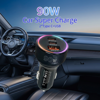 Pengisi Daya Mobil Pengisian Cepat 90w 3-in-1 30w Adaptor Daya Qc3.0 Pd Usb-c Pengisi Daya Mobil Pengisi Daya Ponsel Kabel Tipe c