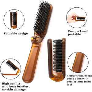 Portable pliant cochon <span class=keywords><strong>crinière</strong></span> peigne cheveux bouclés moelleux maquillage coiffure peigne en plastique maison pour voyage maison sanglier poils brosse à cheveux - Product Image 5