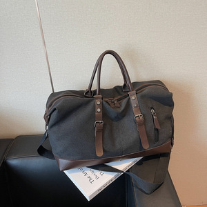 Canvas Travel Bag Large Capacity Zipper Water Resistant Leisure Travel Gym Yoga Bag Solid Color - Product Image 3