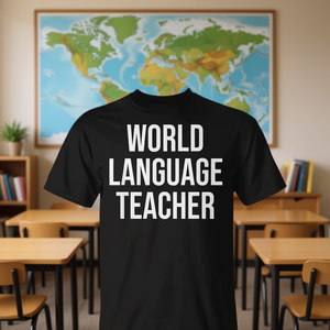 T-shirt per insegnanti di lingue straniere, nera, unisex, girocollo, manica corta, regalo di laurea per il ritorno a scuola - Product Image 4