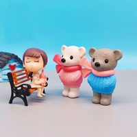 3D Miniature Mignon Ours Couples Modèle Gâteau Accessoires Maison Table Top Décoration