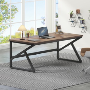 Hiện đại 1.8m mộc mạc sồi k-chân Bàn Máy Tính chuyển đổi gỗ + kim loại rỗng trò chơi văn phòng bảng trực tiếp từ nhà máy nguồn - Product Image 3