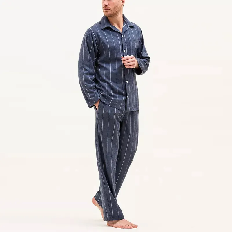 Custom New Style Yarn Dyed Cotton Fleece Pyjamas Pajamas Men Pajamas