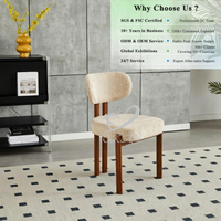 Chaise de salle à manger ergonomique en bouclette Teddy à dossier incurvé, rembourrée en mousse haute densité, vente en gros d'usine OKAY