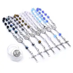 Religieuze Charmes Voor Armband Bulk Mode Katholieke Handgemaakte Crystal Bead Cross Rozenkrans Armband