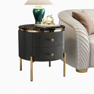 Mango Wood Round Side <b>Table</b> Sculptural Pedestal Base Modern Accent <b>Table</b> Living Room <b>Sofa</b> <b>End</b> <b>Table</b> Contemporary Home Furniture - Product Image 1