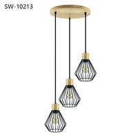 Lámpara de Techo Colgante Moderna para Cocina, 3 Luces LED, Madera, Estilo Retro Vintage Industrial