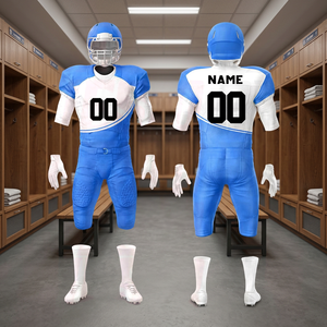 Ensemble de maillots de football américain personnalisés pour hommes, adultes, vert, noir, blanc, col en V, manches courtes, impression sublimée, évacuation de l'humidité, 100% - Product Image 3