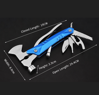 Hache de camping multifonctionnelle avec marteau et lumière LED, acier inoxydable 3CR13, outil multifonction, scie, tournevis, ouvre-bouteille, portable, pour l'extérieur