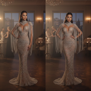 2024 New Elegant Atmosphere Slimming Mermaid Silhouette Breathable Mesh Built-in Bra Lightweight Floor-Length Evening Dress - Product Image 2