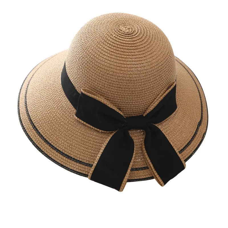 फैशनेबल कस्टम पनामा भूसे टोपी chapeau femme पुआल सादे समुद्र तट टोपी लट घास गर्मियों महिलाओं foldable भूसे टोपी