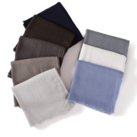 Hijabs en rayonne, couleur unie, avec franges, légers, pour femmes musulmanes, foulard quotidien modeste