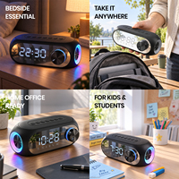 Réveil miroir LED avec haut-parleur Bluetooth, double alarme, veilleuse RGB, haut-parleur sans fil pour chambre, bureau, enfants, maison, bureau