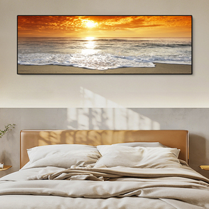 Quadro su Tela Lussuoso con Tramonto Costiero, Stampa a Trasferimento Termico su Base in Carta con Cornice in Lega di Alluminio, Decorazione per la Casa - Product Image 3