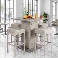 Ensemble de table de bar en rotin d'extérieur 5 pièces, ensemble de comptoir de bar à combiner librement, adapté aux terrasses, au bord de la piscine et au jardin