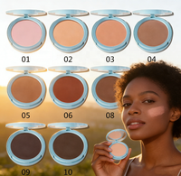 Poudre compacte pressée personnalisée pour le visage, couvrance totale, résistante à l'eau, fond de teint DIY, poudre fixante pour le visage, impression de logo, poudre pressée