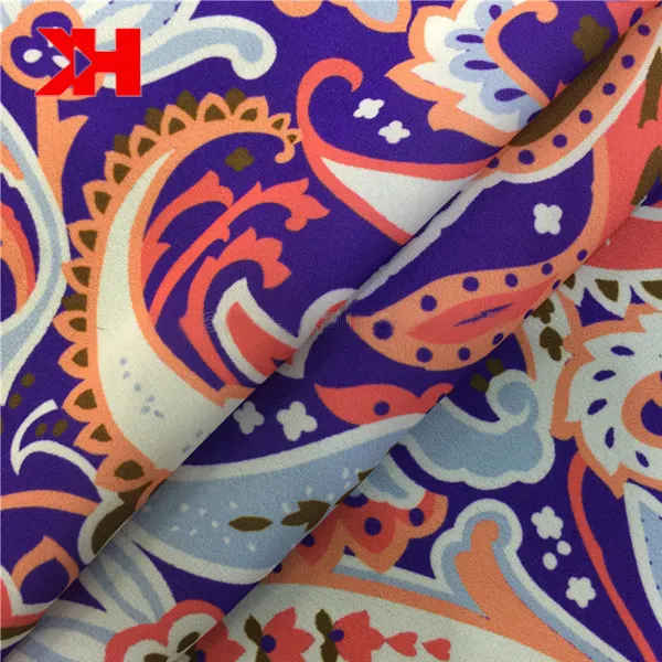 Kahn China Supplier colorful 100% polyester wool dobby digital printing fabric woven satin cloth fabric