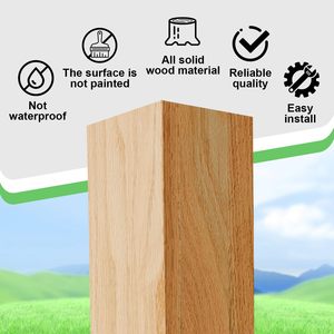 Columnas de escalera de <span class=keywords><strong>madera</strong></span> Newel cuadradas en blanco de roble rojo macizo moderno <span class=keywords><strong>Poste</strong></span> de escalera en blanco Newel Post - Product Image 3