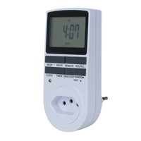 Mini Temporizador Digital LED Mecánico con Pantalla LCD para Enchufe de Pared, Compatible con EU, AU, US, UK, FR, BR
