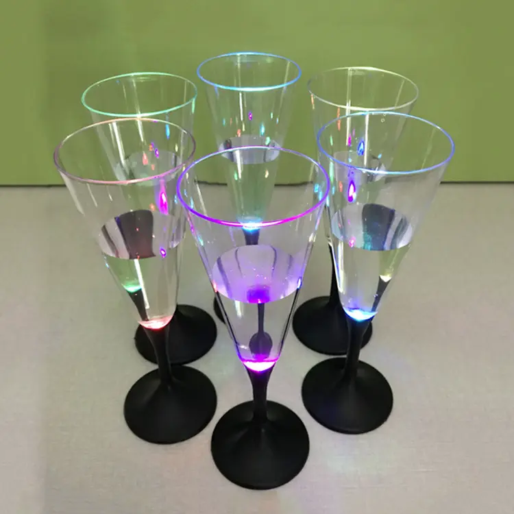 Bar Supply Led Plastic Champagne Glas Cup 220Ml Kleurrijke Knipperende Led Champagne Glas Cup Led Knippert Martini Glas