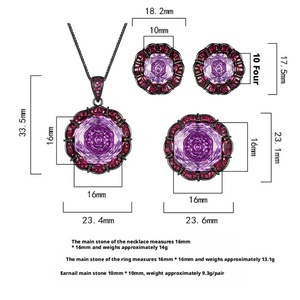High End Eco-friendly Copper 16-10mm Purple Zircon Black Gold Plated Elegant Pendant <b>Earrings</b> Ring <b>Set</b> Gift Jewelry <b>Set</b> Women - Product Image 6