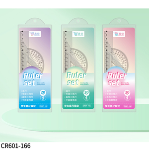 Juego de reglas de marca de diseño personalizado 601-165 para estudiantes, juego de cuatro piezas, regla recta transparente de 20cm, transportador de regla <span class=keywords><strong>triangular</strong></span> - Product Image 2