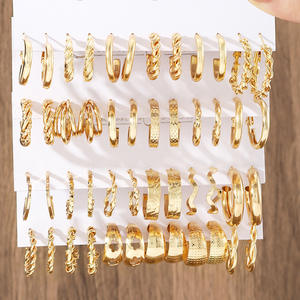 Boucles d'oreilles Huggie plaquées or, bijoux fantaisie, ensemble de 2,5 cm, tendance pour femme, en alliage de zinc, collection 2024 - Product Image 2