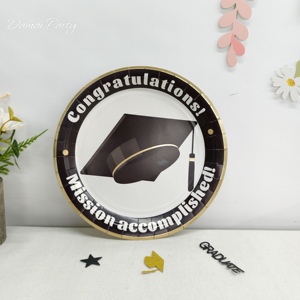 DAMAI Graduation Decoration 2026 Black Graduation Cap Plate with Congraduation <b>Disposable</b> <b>Tableware</b> Paper Cups Napkins - Product Image 3