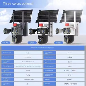 4 ống kính 3 Lượt xem 12MP <span class=keywords><strong>4G</strong></span> Thẻ Sim năng lượng mặt trời ngoài trời Mạng Máy ảnh 360 PTZ IP CCTV không dây <span class=keywords><strong>Wifi</strong></span> <span class=keywords><strong>Camera</strong></span> giám sát an ninh - Product Image 2