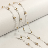 Chaîne en or 14 carats plaqué or vintage de 3 mm avec perles et chaîne en argent S925 pour la fabrication de colliers, bracelets et accessoires de bijoux faits main
