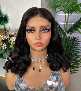 100% Virgin Human Hair High Density 12A 5*5 HD lace loose bouncy <b>wig</b> Brazilian Super Double Drawn Glueless <b>Wig</b> - Product Image 1