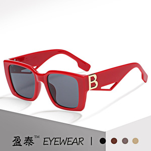 Eyewear Women's <b>Oversized</b> <b>Sunglasses</b> B Logo PC Frame UV400 Protection Fashion Street Style - Product Image 1